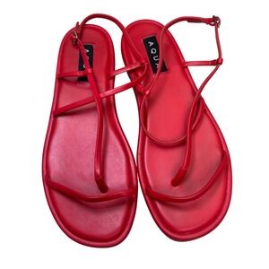 Aqua Vinni slim buckled minimalist ankle‎ strap sandals cherry red flat size 8